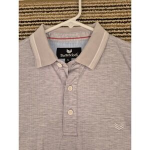 Buttercloth Mens Short Sleeve Polo Shirt Gray White Space‎ Dye Cotton Size M